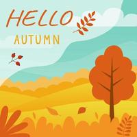 Hello autumn concept on flat style. vector