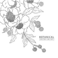 arte de línea de vector botánico, ilustración de flor dibujada a mano 01