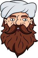 Man with big beard, mustache and turban. vector