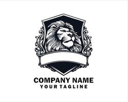 lion head logo with frame vector