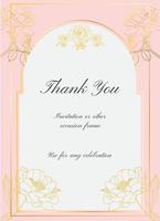 marco de tarjeta de invitación floral dorado con peonías