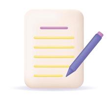 Writing icon, education concept. 3d vector illustration