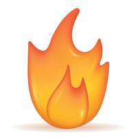 Fire 3d icon isolated on white background. Vector realistic illustration