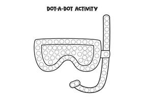 Dot a dot game for preschool kids. Diving mask. vector