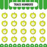 Number 1-20. Trace and write. Handwriting practice for kids. Learning numbers for kids. Education developing worksheet. Activity page. vector