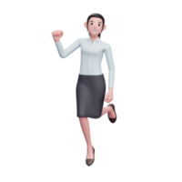 niña celebrando, 3d renderizar ilustración de personaje de mujer de negocios png