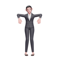 Cute business woman marionette pose, 3D render business woman character illustration png