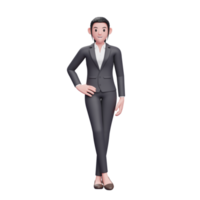 mulher de negócios em pé com as pernas cruzadas, 3d render ilustração de personagem de mulher de negócios png