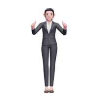 Business woman give thumbs up, 3D render business woman character illustration png