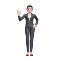 girl wearing formal clothes waving hand saying Hi, 3D render business woman character illustration png
