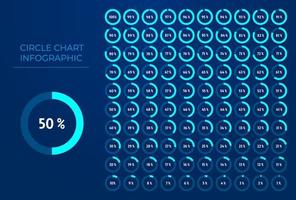 Circle chart infographic with percents for business vector