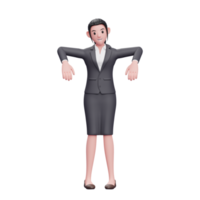 posa della marionetta della donna di affari, 3d rendono l'illustrazione del carattere della donna di affari png