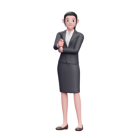 femme d'affaires pointant vers la caméra, illustration de personnage de femme d'affaires de rendu 3d