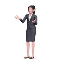 pose de conversación de mujer de negocios, ilustración de personaje de mujer de negocios de render 3d png