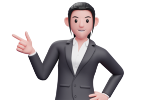 business woman in formal suit pointing gun finger to the left, business woman in formal suit pointing illustration png
