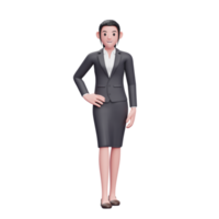 jeune femme portant un costume d'affaires, illustration de personnage de femme d'affaires de rendu 3d png