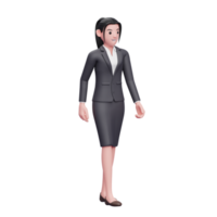 belle femme en vêtements formels pose de marche, illustration de personnage de femme d'affaires de rendu 3d png