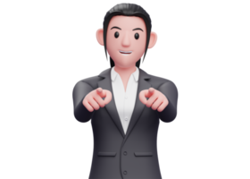 business woman in formal suit pointing to the camera with both hand, business woman in formal suit pointing illustration png