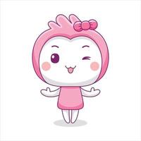 lindo personaje de mascota rosa en estilo de diseño plano vector