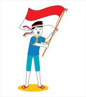 el hombre celebra el día de la independencia de indonesia vector