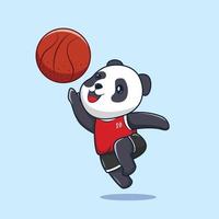 vector panda doing lay-up technique. premium vector basketball game