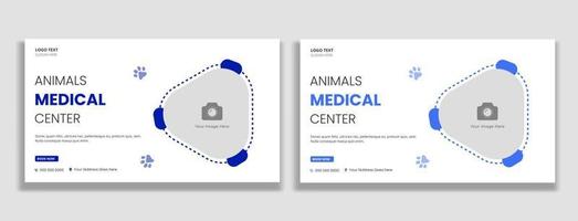 Animal medical center thumbnail and web banner template vector