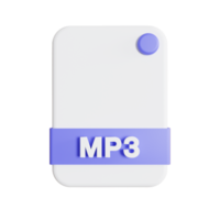 formato de archivo icono 3d render mp3 png