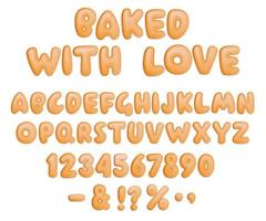 Typography set. Cartoon lettering with donuts font. Template poster vector illustration. Vector lettering illustration design