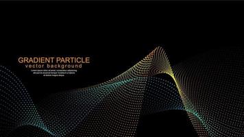 Gradient wave particles on black background vector