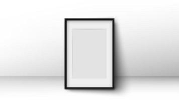 Blank photo frame on wall mockup, Empty board photoframe with shadow, vector illustration