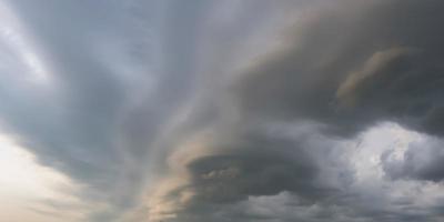 panorama of black sky background with storm clouds. thunder front photo