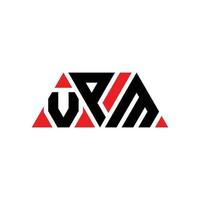 diseño de logotipo de letra triangular vpm con forma de triángulo. monograma de diseño de logotipo de triángulo vpm. plantilla de logotipo de vector de triángulo vpm con color rojo. logotipo triangular vpm logotipo simple, elegante y lujoso. vpm