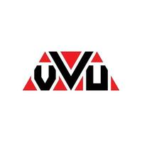 VVU triangle letter logo design with triangle shape. VVU triangle logo design monogram. VVU triangle vector logo template with red color. VVU triangular logo Simple, Elegant, and Luxurious Logo. VVU