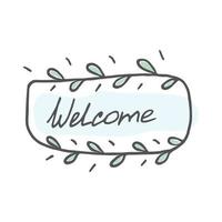 welcome in doodle style vector