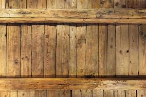 Old brown wooden boards in various colors and forms. Pattern decoration texture background for loft interior or exterior photo