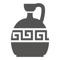 Greek vase silhouette. Ancient amphora and pot with meander pattern. Glyph illustration. Clay ceramic earthenware. Vector. vector