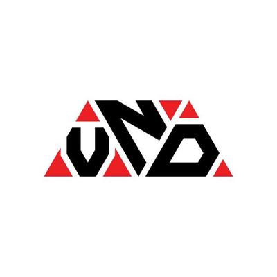 VND triangle letter logo design with triangle shape. VND triangle logo design monogram. VND triangle vector logo template with red color. VND triangular logo Simple, Elegant, and Luxurious Logo. VND