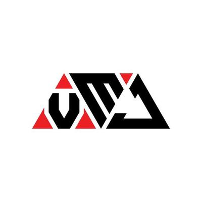 VMJ triangle letter logo design with triangle shape. VMJ triangle logo design monogram. VMJ triangle vector logo template with red color. VMJ triangular logo Simple, Elegant, and Luxurious Logo. VMJ