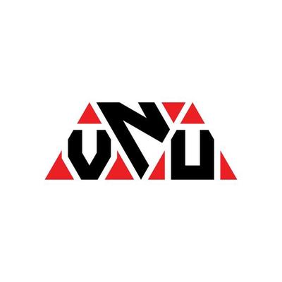 VNU triangle letter logo design with triangle shape. VNU triangle logo design monogram. VNU triangle vector logo template with red color. VNU triangular logo Simple, Elegant, and Luxurious Logo. VNU