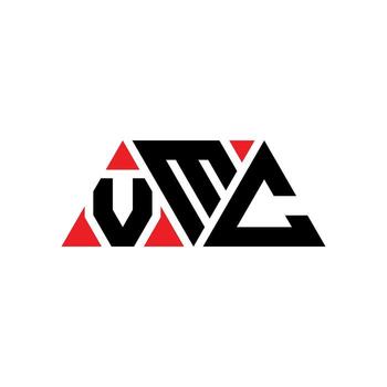 VMC triangle letter logo design with triangle shape. VMC triangle logo design monogram. VMC triangle vector logo template with red color. VMC triangular logo Simple, Elegant, and Luxurious Logo. VMC