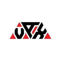 diseño de logotipo de letra triangular vax con forma de triángulo. monograma de diseño del logotipo del triángulo vax. plantilla de logotipo de vector de triángulo vax con color rojo. logotipo triangular vax logotipo simple, elegante y lujoso. vax