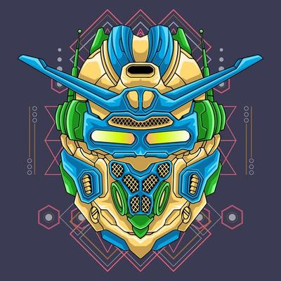 Head warrior robot illustration