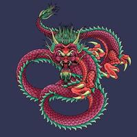 ilustración de diseño de dragón rojo fresco vector