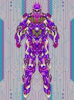 Futuristic mecha robot builded by head arm body illustration vector