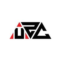 UZC triangle letter logo design with triangle shape. UZC triangle logo design monogram. UZC triangle vector logo template with red color. UZC triangular logo Simple, Elegant, and Luxurious Logo. UZC