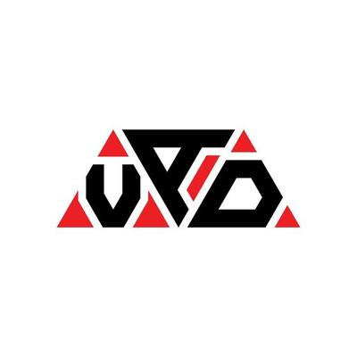 VAD triangle letter logo design with triangle shape. VAD triangle logo design monogram. VAD triangle vector logo template with red color. VAD triangular logo Simple, Elegant, and Luxurious Logo. VAD