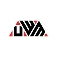 UWM triangle letter logo design with triangle shape. UWM triangle logo design monogram. UWM triangle vector logo template with red color. UWM triangular logo Simple, Elegant, and Luxurious Logo. UWM