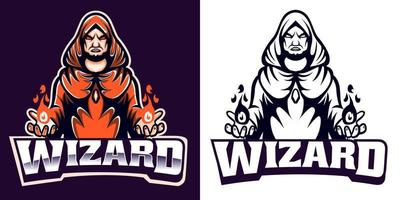 wizard esport logo mascot design vector