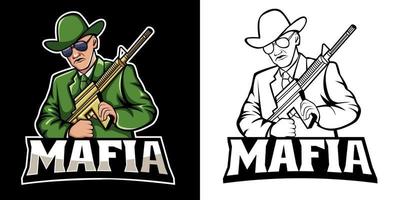 mafia sniper esport logo design vector