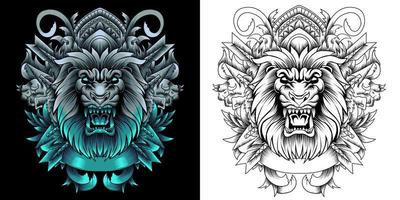 lion illustration in neon color style vector